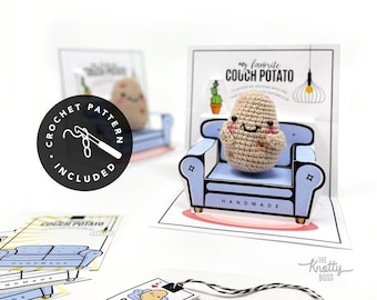 PRINTABLE Couch Potato Display  + Crochet Pattern - Digital PDF