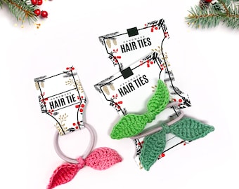 PRINTABLE Holiday Hair Tie Tags - Digital PDF - Christmas inserts and gift tags for handmade hairties, market display and packaging labels