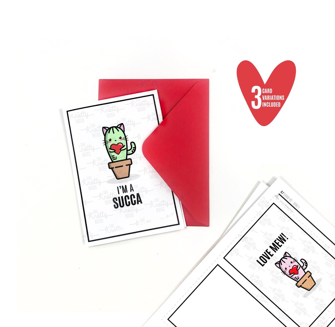 PRINTABLE Valentine's Day Card - Downloadable PDF - Bi-fold DIY ...