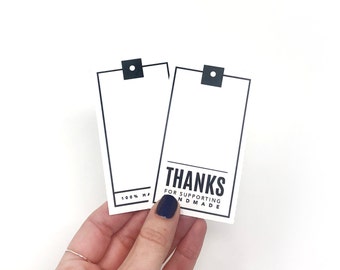 PRINTABLE Thank You Tags / Cards for handmade items - Downloadable PDF - Market Prep - Maker Tools & Resources - Modern Tags - Thanks - DIY