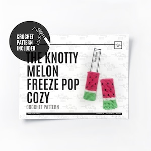 PRINTABLE PATTERN Freeze Pop Cozy Inserts Watermelon popsicle cover Crochet Pattern ice pop holder label template & icy display tags image 3