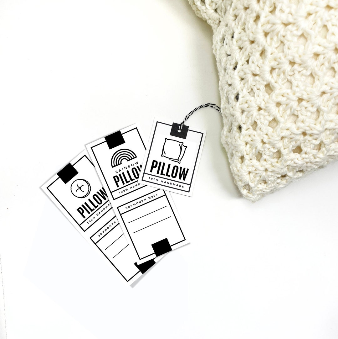 PRINTABLE Pillow Hang Tags DIGITAL PDF Handmade Pillow Price Tags, Rainbow Pillow Labels, Modern