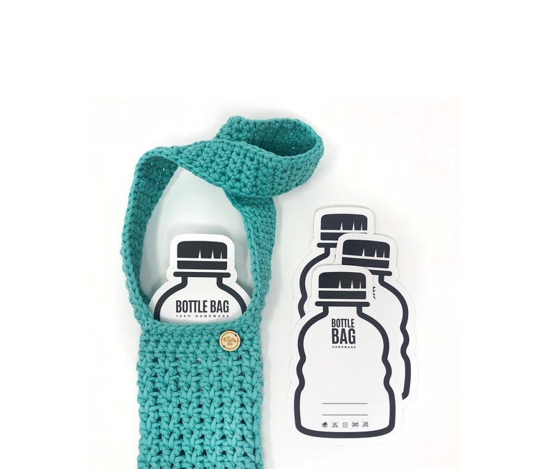 PRINTABLE Water Bottle Template For handmade bottle bags. Downloadable PDF. DIY packaging. Bottle cozy labels. Modern design. image 1
