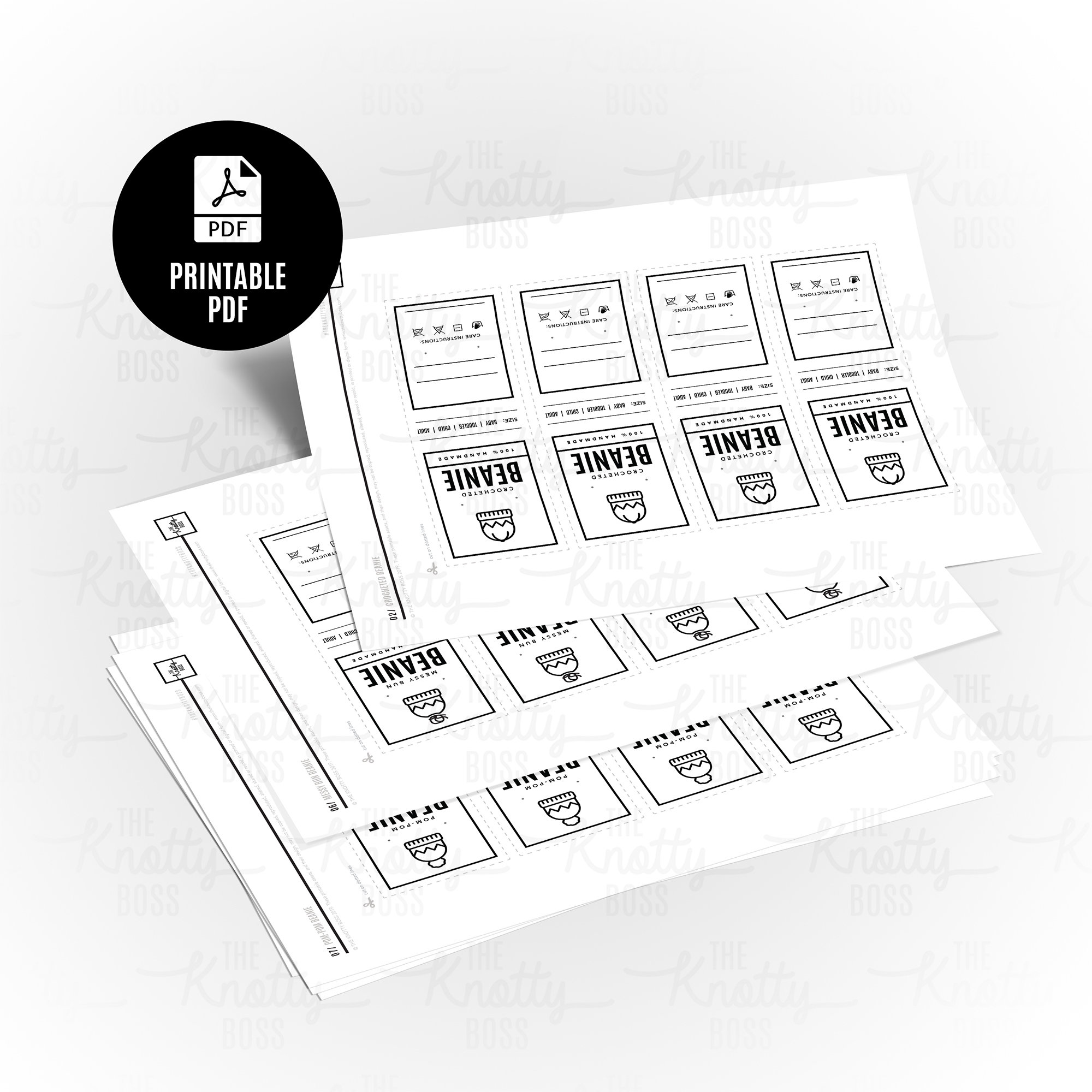 PRINTABLE Beanie Tags 8pc Set Downloadable PDF Diy Labels For Pom 