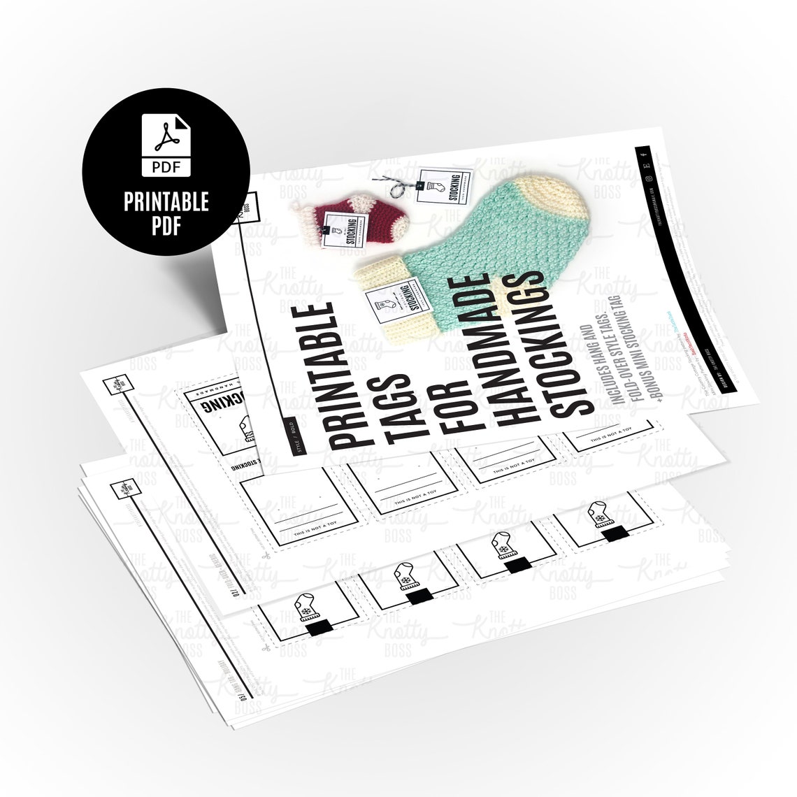 Stocking Labels Removable PRINTABLE Stocking Tags + BONUS Mini Stocking Tag - Downloadable PDF ...