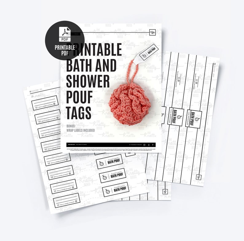 Shower Handle Labels PRINTABLE Shower Pouf Tags + Wrap Labels - Downloadable PDF File. Tag ...