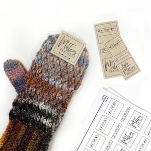 PRINTABLE Mitten + Baby Mitten Tags - Digital PDF - Simple Style - display packaging labels for knit and crochet mittens, tags for handmade
