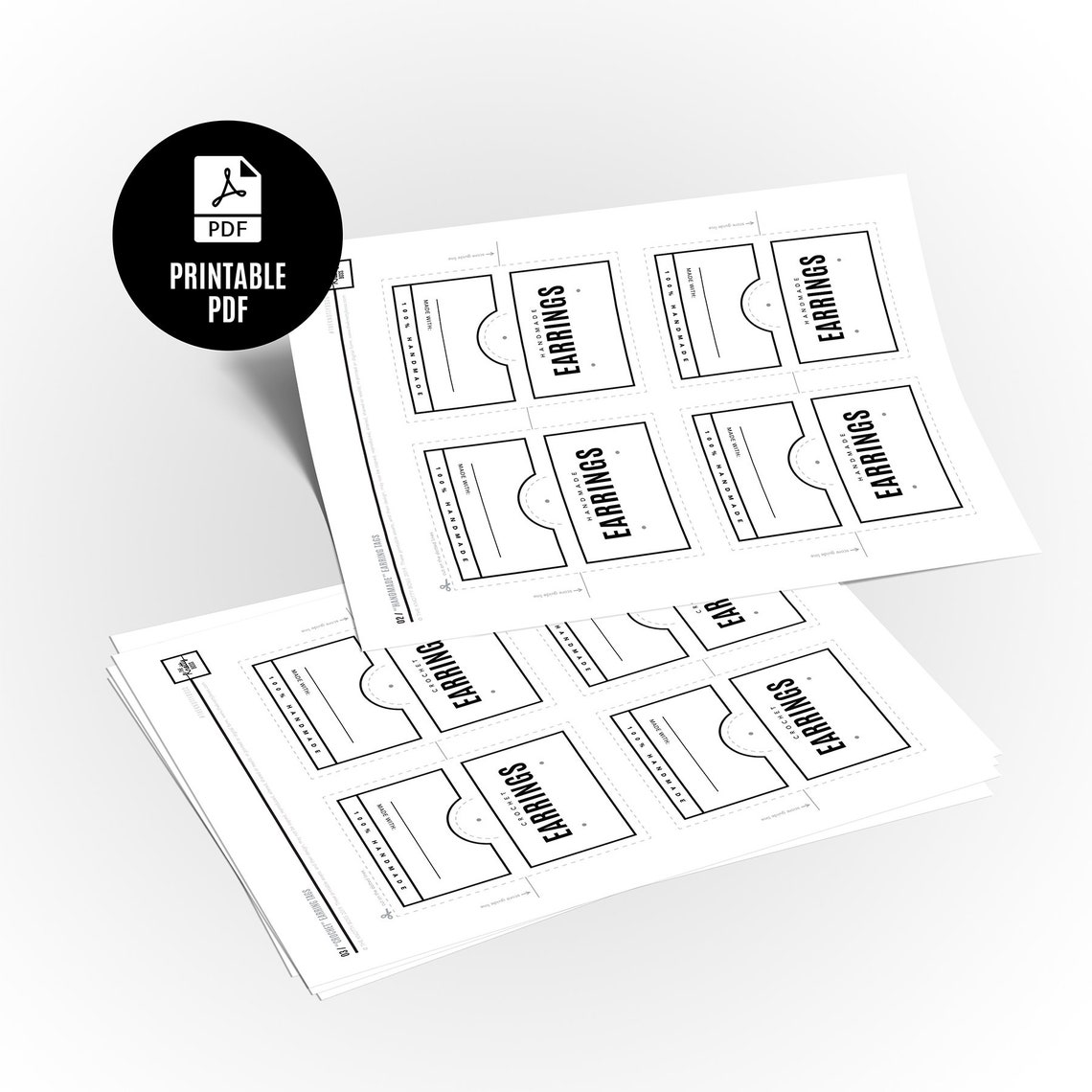 PRINTABLE Earring Tags Downloadable PDF. Hang Tag Template - Etsy Canada