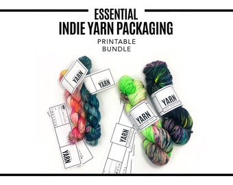 PRINTABLE BUNDLE - Yarn Tags & Labels - Digiral PDF -  Wrap labels for hand-dyed + hand-spun yarn skeins. Indie fiber packaging templates