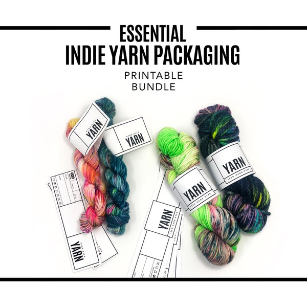 PRINTABLE BUNDLE - Yarn Tags & Labels - Digiral PDF -  Wrap labels for hand-dyed + hand-spun yarn skeins. Indie fiber packaging templates