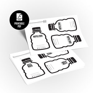 PRINTABLE Water Bottle Template For handmade bottle bags. Downloadable PDF. DIY packaging. Bottle cozy labels. Modern design. image 2
