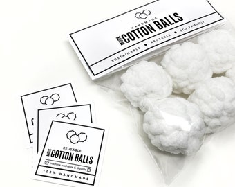 PRINTABLE Mock Cotton Ball tags - DIGITAL PDF - Insert cards, labels and sticker template for handmade cotton puffs. cut out market hang tag