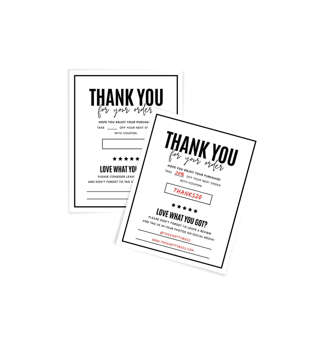 PRINTABLE Leave Review / Thank You Order Insert Card 