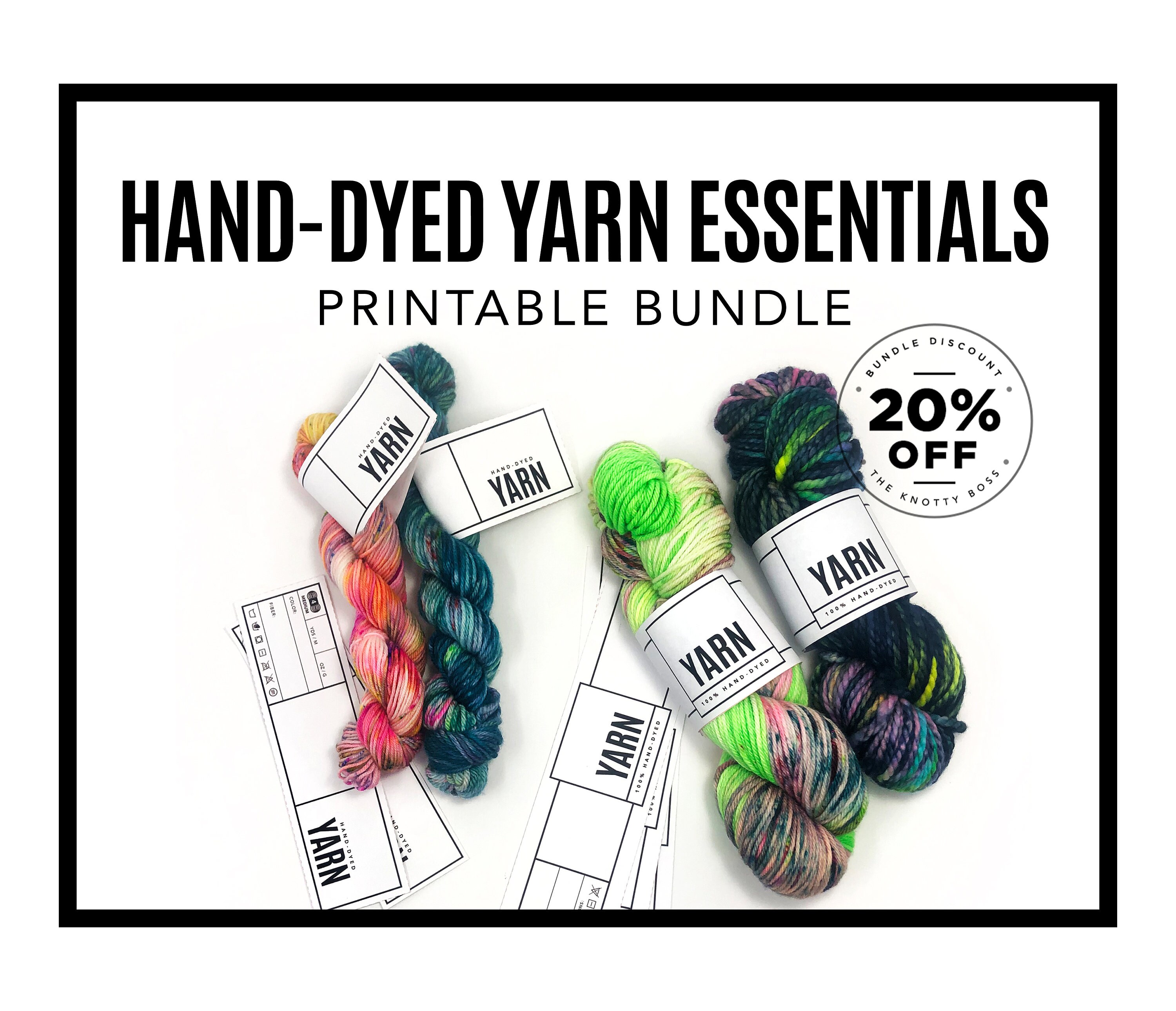 Printable bundle yarn tags labels downloadable pdf diy tags for