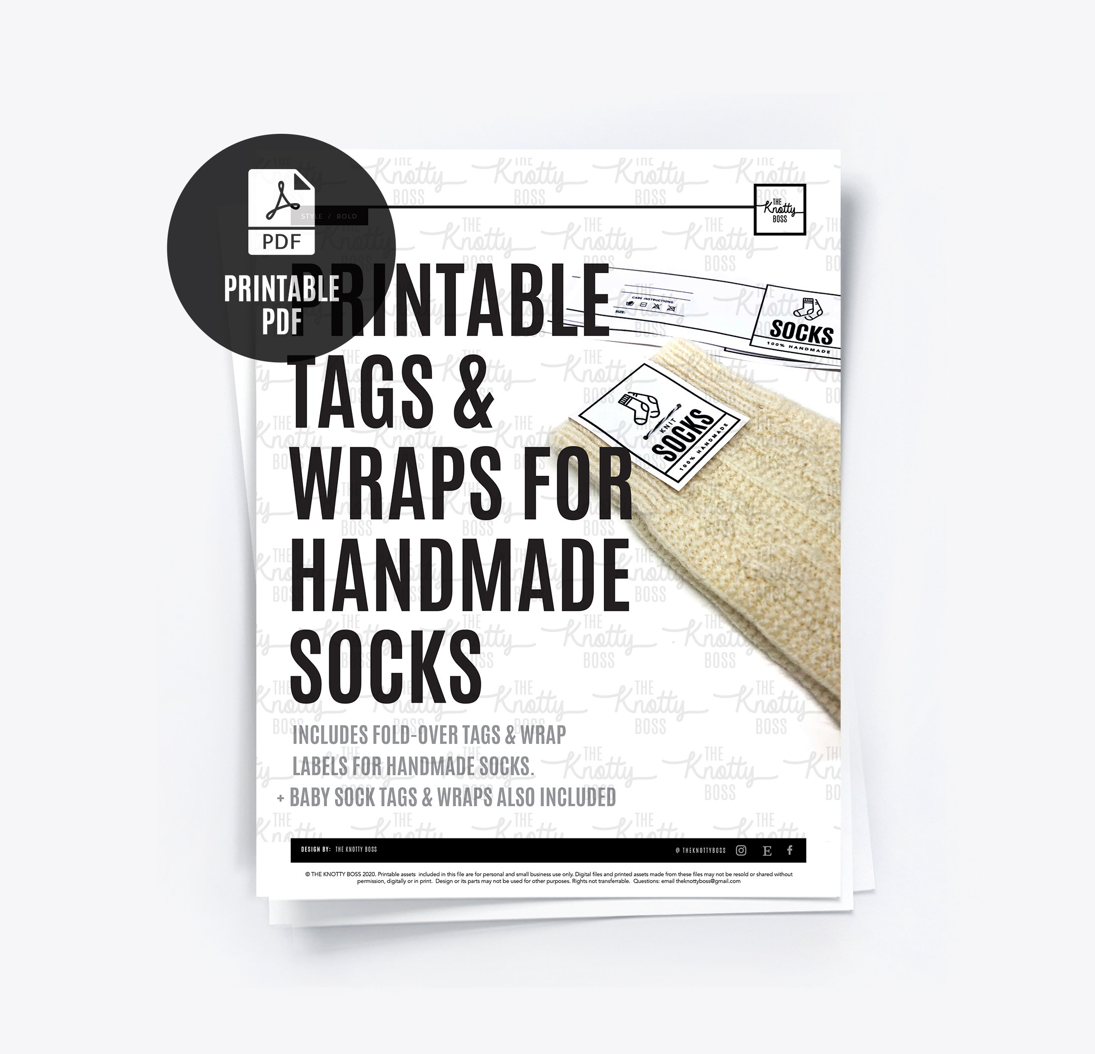 PRINTABLE Sock Tags Wrap Labels Downloadable PDF Bold Etsy UK printable-sock-tags-wrap-labels-downloadable-pdf-bold-etsy-uk