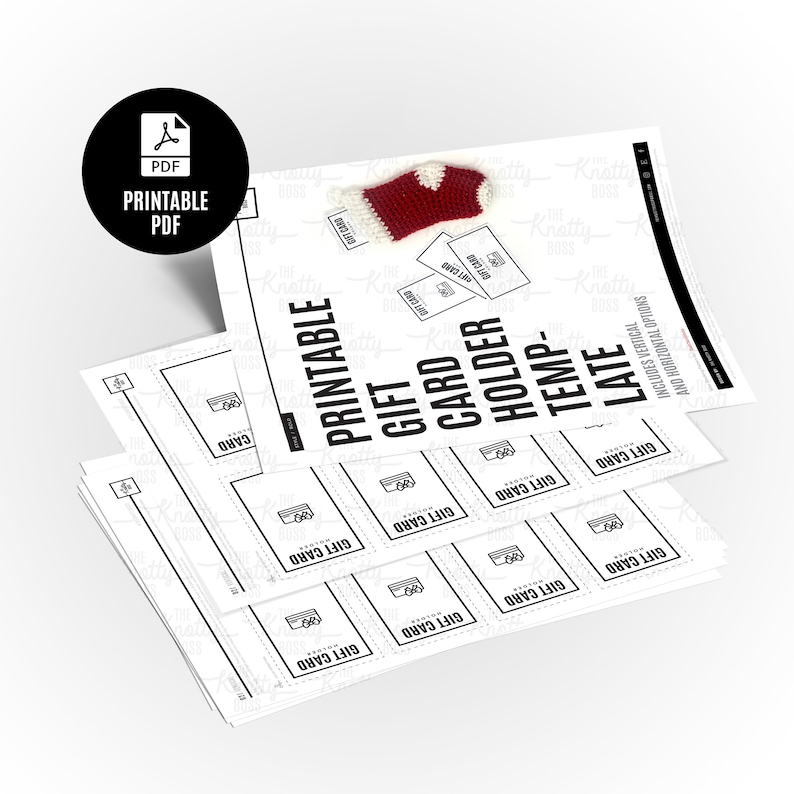 PRINTABLE Gift Card Holder Insert Digital PDF DIY Gift Card Cutout