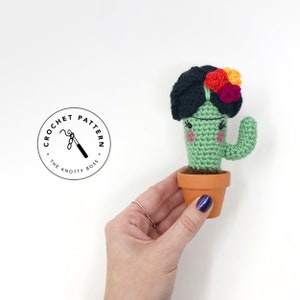 CROCHET PATTERN - Floral Freida Cactus - BONUS Printer Friendly version included. Amigurumi doll. Written tutorial for handmade succulent