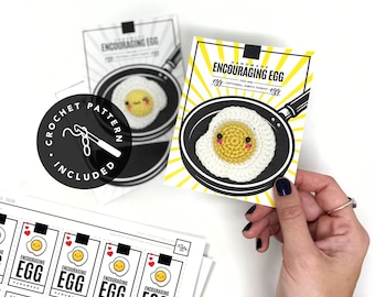 PRINTABLE+ PATTERN -  Encouraging Egg Cards Tags + Crochet Pattern - Digital PDF