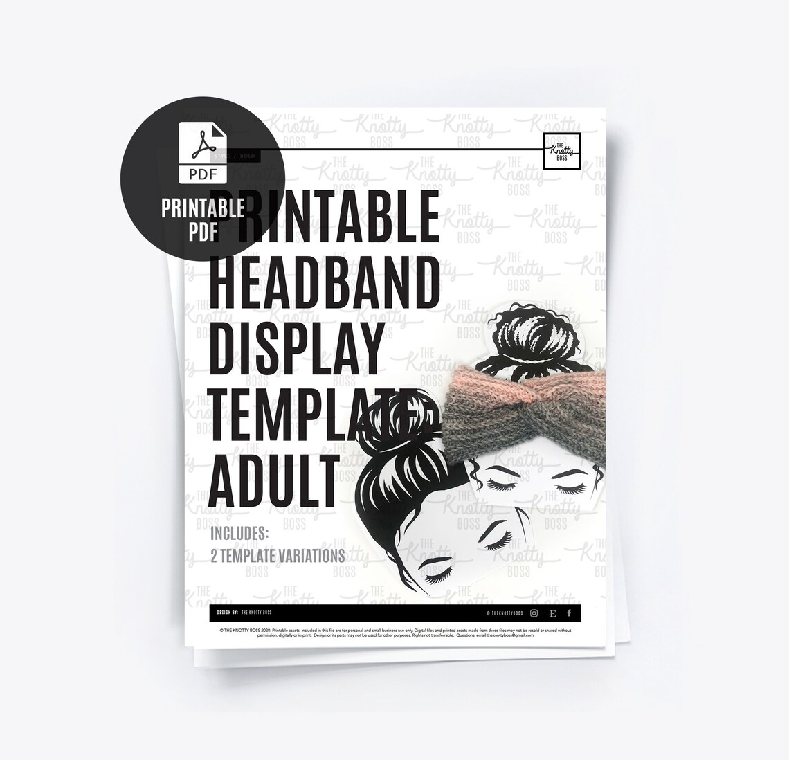 PRINTABLE Headband Display Template ADULT Digital PDF | Etsy
