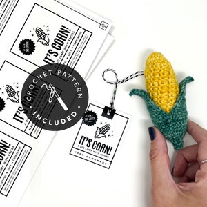 PRINTABLE + PATTERN Corn on the cob tags + labels plus BONUS crochet pattern. Amigurumi corn tutorial + market display packaging gift cards