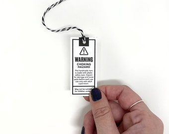 PRINTABLE Safety Eyes Warning Tag - Choking hazard label for plastic eyes and noses on handmade toys. Small parts safety tags for amigurumi