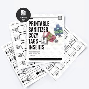 PRINTABLE Sanitizer Cozy Tags & Insert Cards Downloadable PDF Bold Style Digital tags templates for hand sanitizer holders pouches image 2