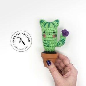 CROCHET PATTERN - CatCus The Cactus - BONUS Printer Friendly version included. Amigurumi doll. Crochet cat cactus pattern. Diy tutorial