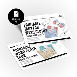 PRINTABLE Wash Cloth Tags + BONUS Wrap Labels - Downloadable PDF. Diy ...