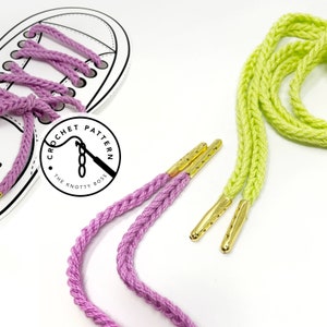 CROCHET PATTERN - The Braided Lace Decorative shoelace pattern PDF - diy tutorial for handmade shoelaces & sneaker ties, modern crochet cord