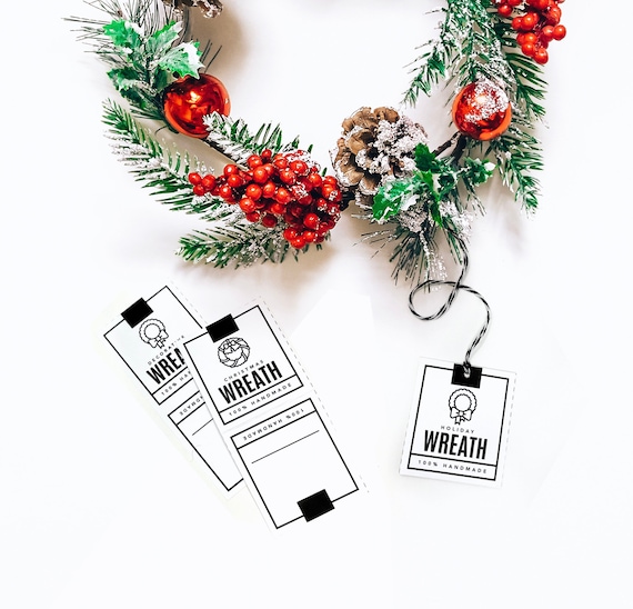 PRINTABLE Wreath Tags Digital PDF Hang Tags and Packaging | Etsy