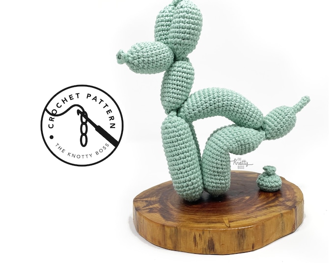 Featured listing image: CROCHET PATTERN - Pooping Balloon Pup - PDF