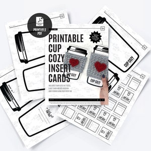 PRINTABLE Cup Cozy Display Inserts Digital PDF Coffee sleeve insert cards tags and labels. Packaging templates for handmade cup holders image 2