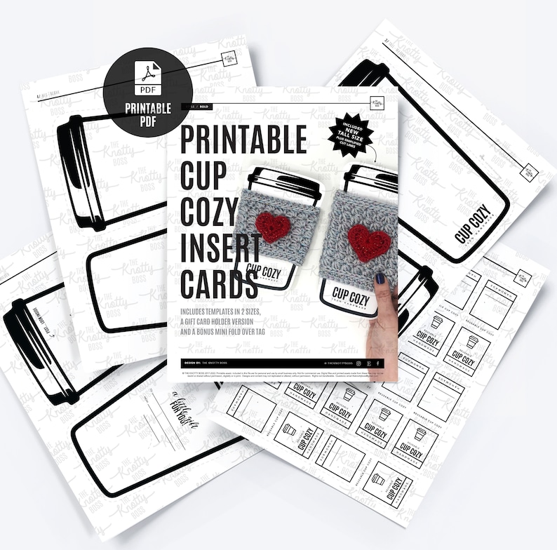 PRINTABLE Cup Cozy Display Inserts Digital PDF Coffee sleeve insert cards tags and labels. Packaging templates for handmade cup holders image 2