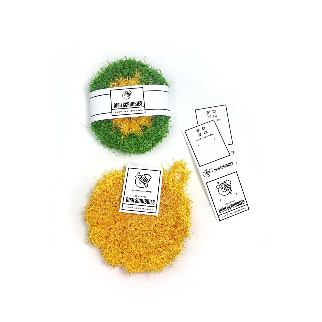 Printable Dish Scrubby Tags and Wraps, Dish Scrubber, Reusable