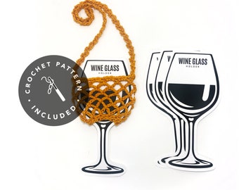 PRINTABLE + PATTERN -- Wine Glass Cozy Insert + Bonus Crochet Pattern - Digital PDF