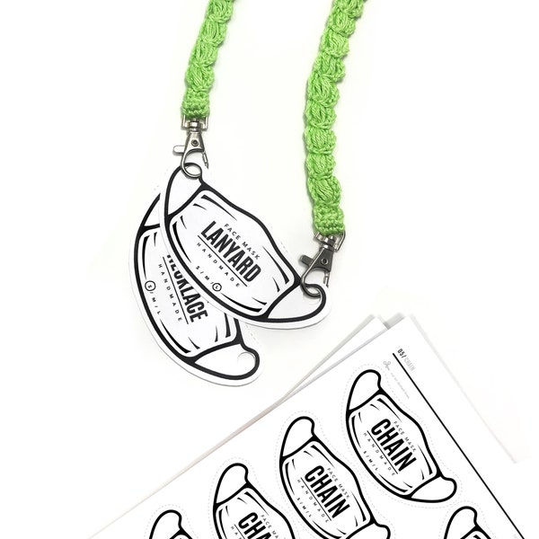 PRINTABLE Face Mask Lanyard Tags - Digital Downloadable PDF - Bold Style - Display cards for handmade facemask chains, necklaces & holders