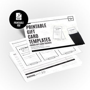 PRINTABLE Gift Card Templates + BONUS Printable Tracker. Downloadable ...