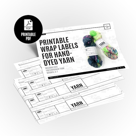 PRINTABLE Yarn Wrap Label Templates - Downloadable PDF. DIY labels for hand-dyed and hand spun yarn. Skein tags + labels. Indie yarn tags.