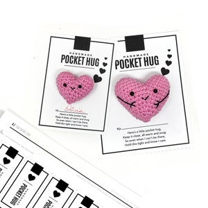 PRINTABLE Pocket Hug Tags - Digital PDF - DIY packaging, backing and display cards for handmade little hugs and gifts. Hang tags + labels.