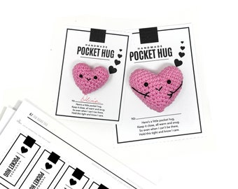 PRINTABLE Pocket Hug Tags - Digital PDF - DIY packaging, backing and display cards for handmade little hugs and gifts. Hang tags + labels.