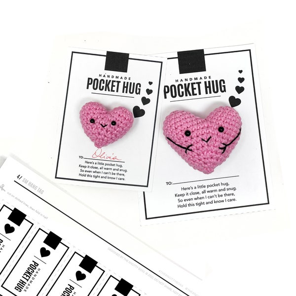 PRINTABLE Pocket Hug Tags - Digital PDF - DIY packaging, backing and display cards for handmade little hugs and gifts. Hang tags + labels.