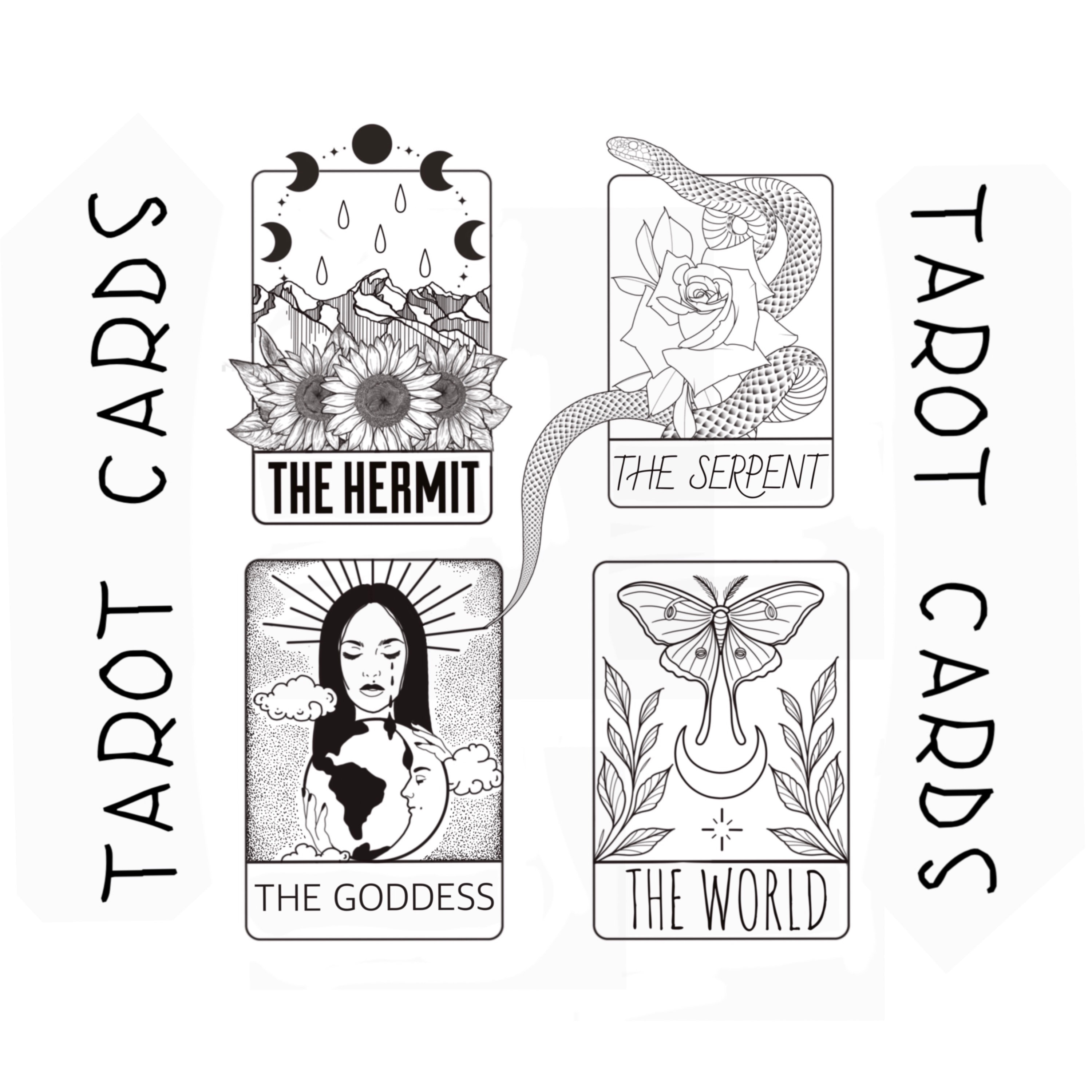Tarot Cards for Tattoos or Other Designs. Open Outline Designs - Etsy Denmark