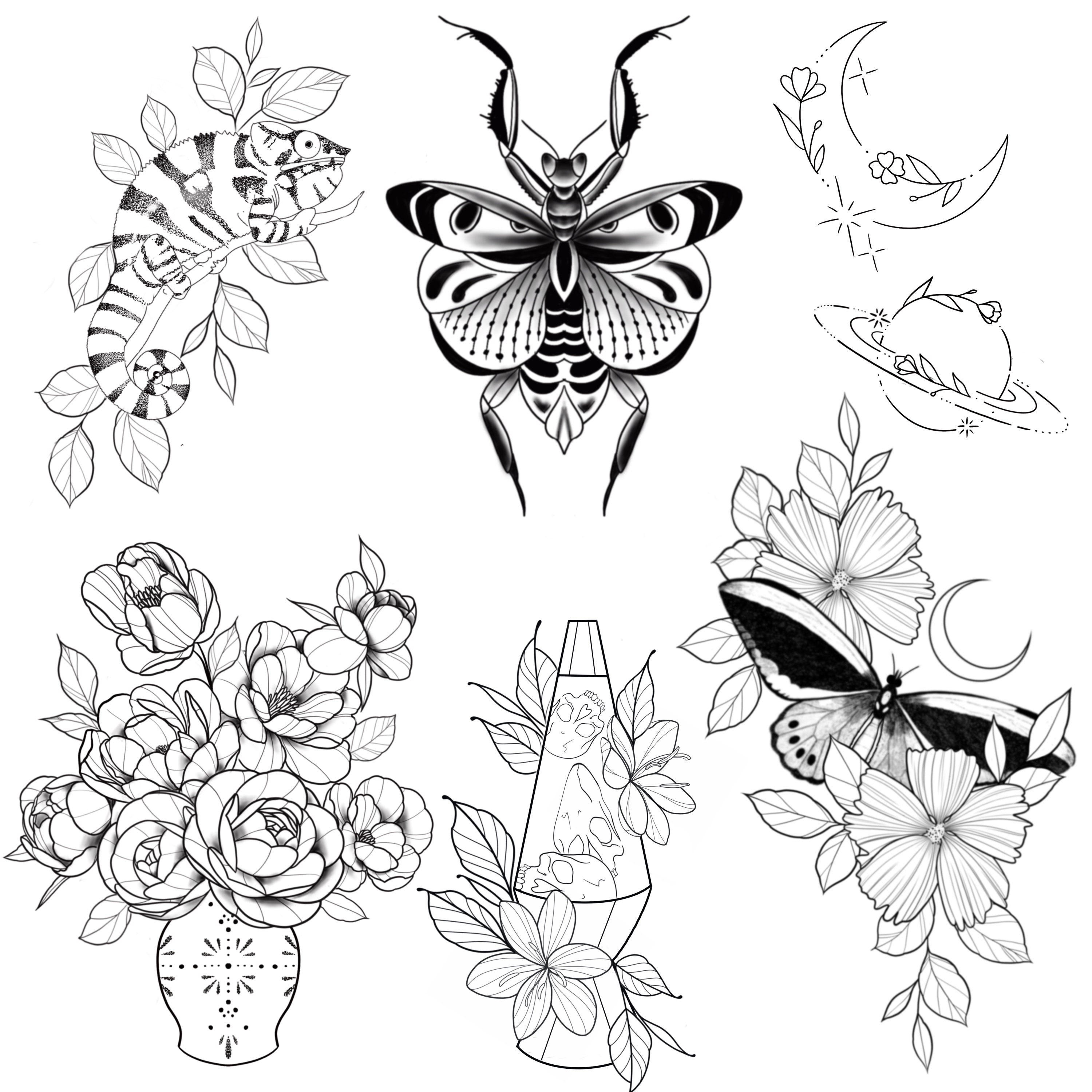 Tattoo Flash, Procreate Stamps for Blackwork or Stipple Art - Etsy