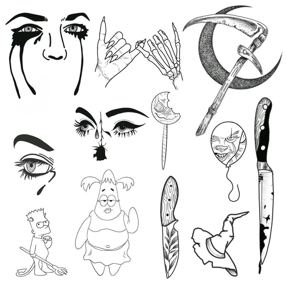 Friday the 13th Tattoo Flash Spooky Tattoo Flash Scary Etsy Canada