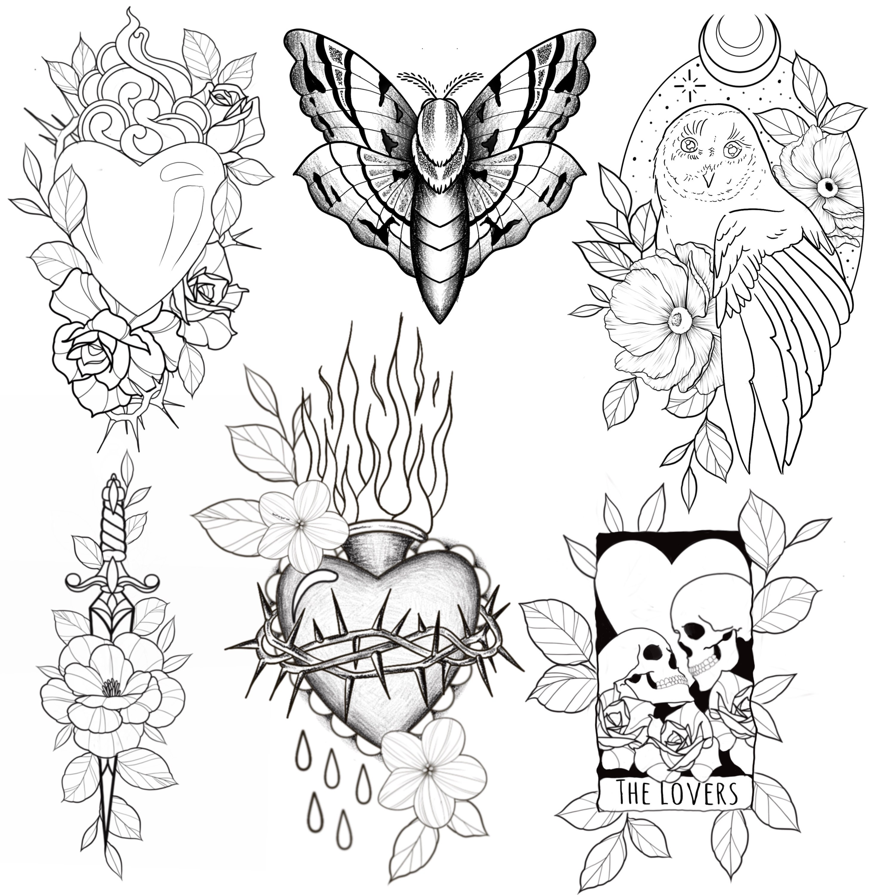 Tattoo Flash, Procreate Stamps for Blackwork or Stipple Art - Etsy