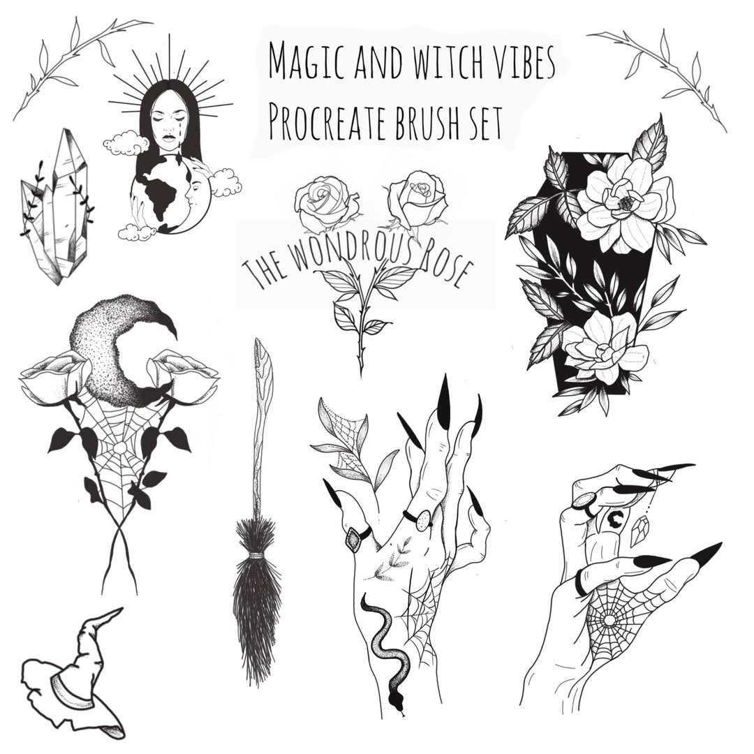 Procreate Brush Set for Tattoo Flash. This Flash Sale is Full of Witchy ...