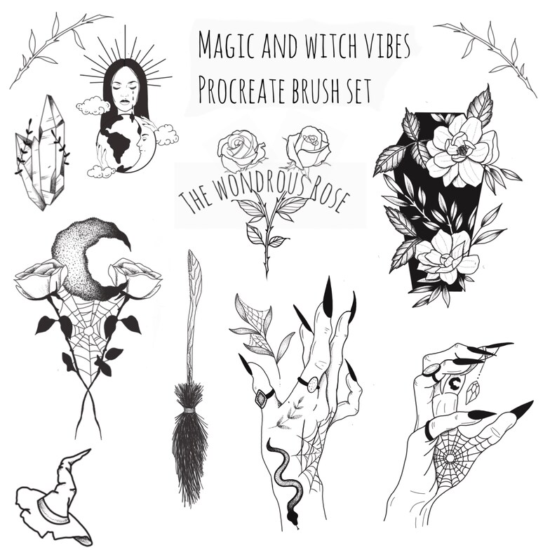 Procreate Brush Set for Tattoo Flash. This Flash Sale is Full of Witchy ...