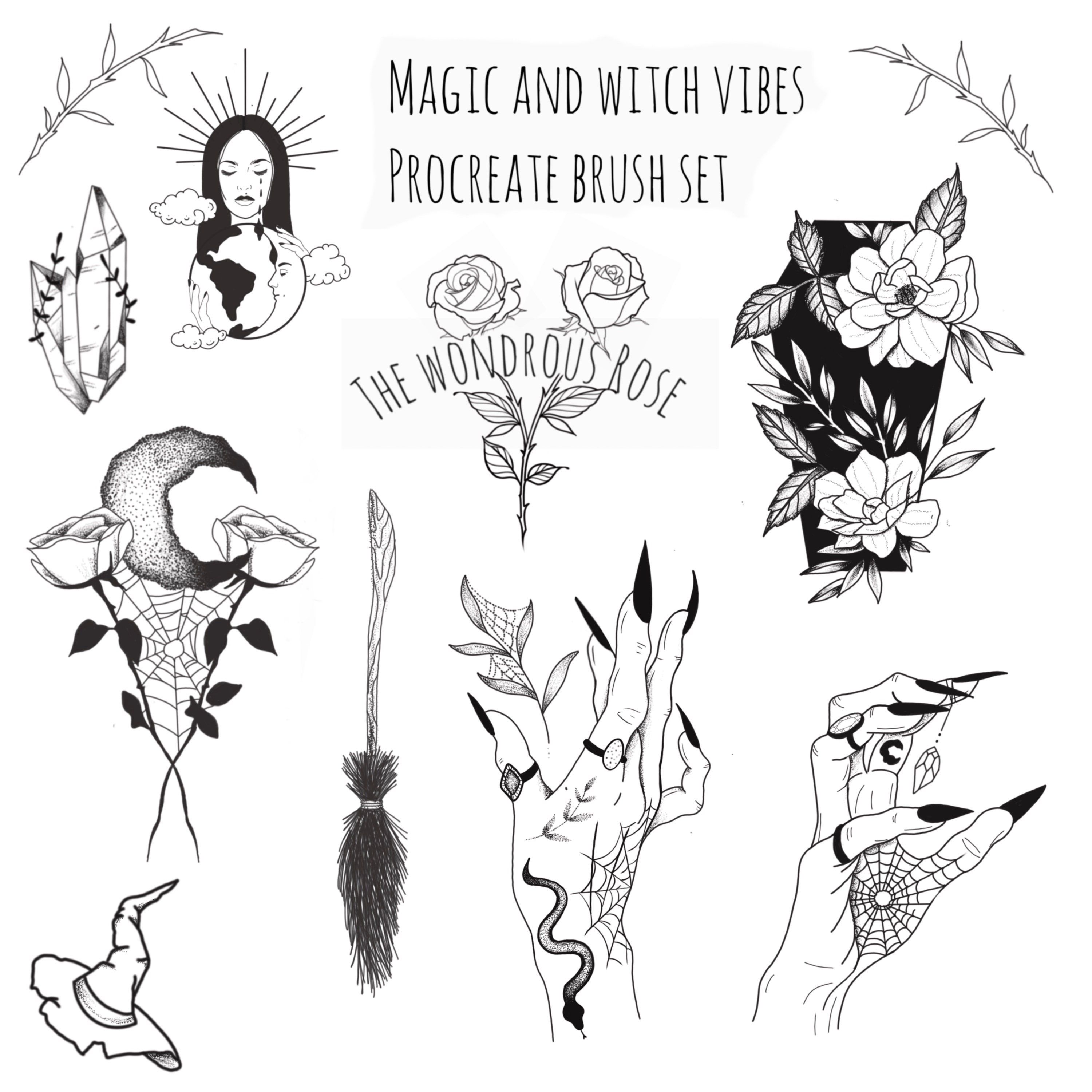 Witch Tattoo Flash - Etsy