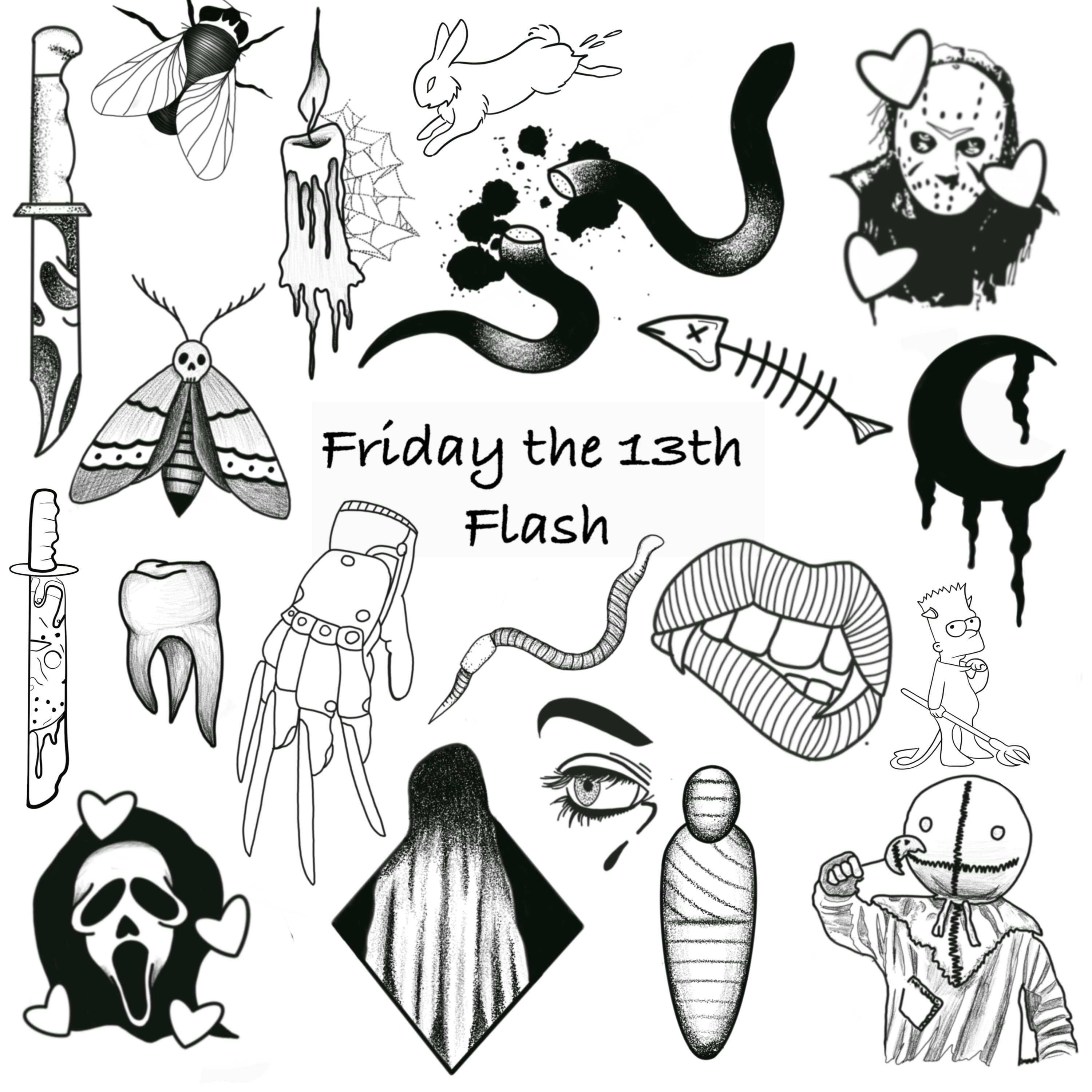 Friday the 13th Tattoo Flash Spooky Tattoo Flash Scary - Etsy Sweden