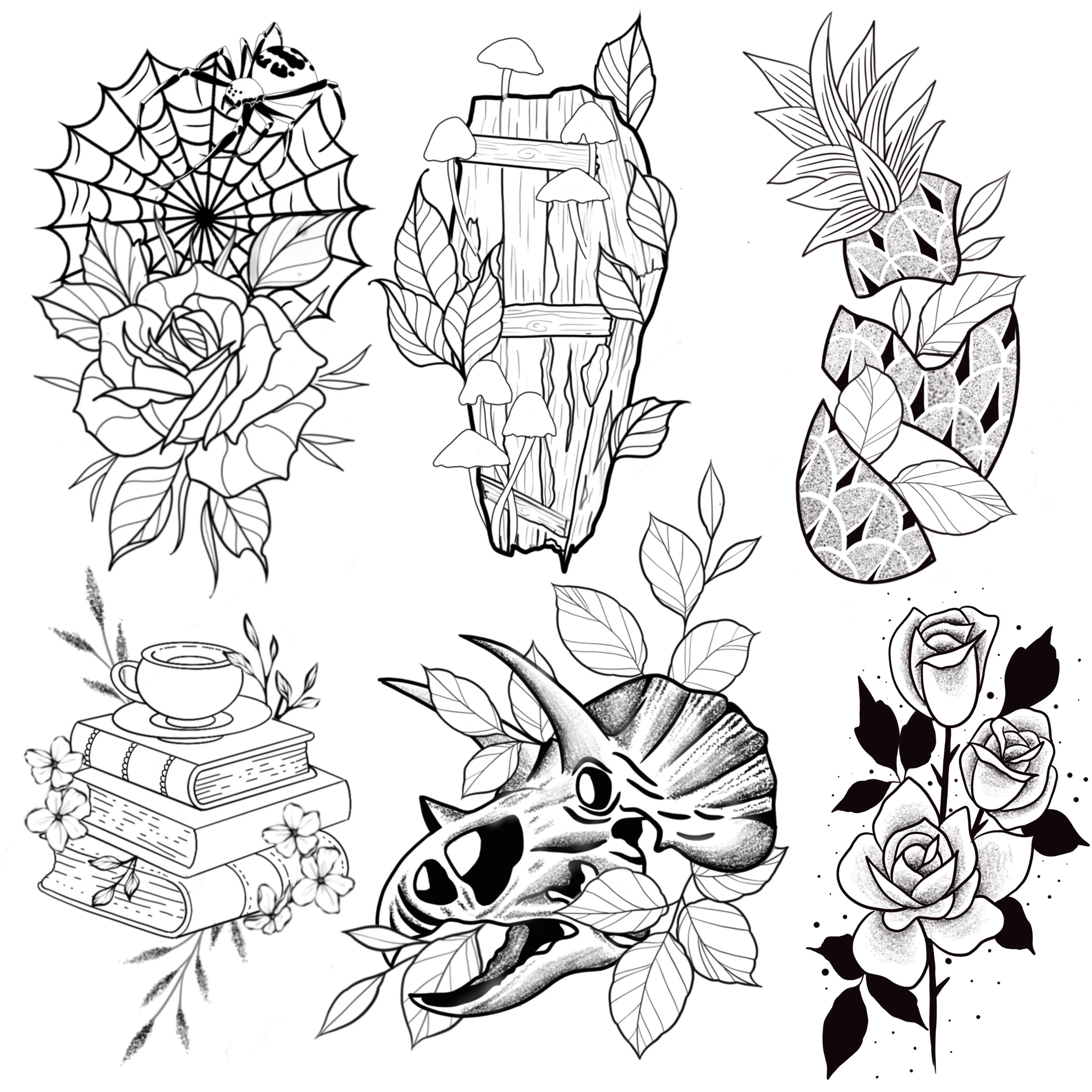 Tattoo Flash, Procreate Stamps for Blackwork or Stipple Art - Etsy